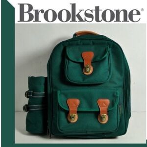 NEW Brookstone Green Insulated
Picnic Basket Backpack + Wine Carrier